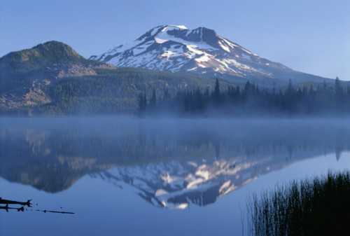 Oregon. Deschutes NF, South Sister reflects in the misty waters of Sparks Lake in early morning. Poster Print by John Barger - Item # VARPDDUS38JBA0364 Oregon. Deschutes NF, South Sister reflects in the misty waters of Sparks Lake in early morning. Poster Print by John Barger - Item # VARPDDUS38JBA0364