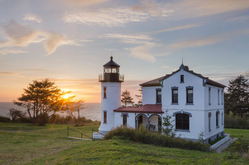 Sunset at Admiralty Head Lighthouse, Fort Casey State Park on Whidbey Island, Washington State Poster Print by Alan Majchrowicz # US48AMA0035