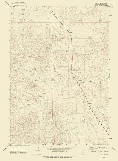 Wildcat Wyoming Quad - USGS 1971 Poster Print by USGS USGS # WYWI0001