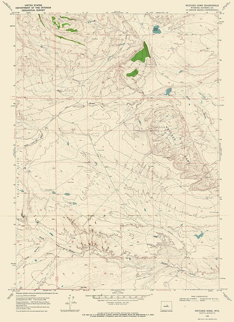Notches Dome Wyoming Quad - USGS 1968 Poster Print by USGS USGS # WYND0001