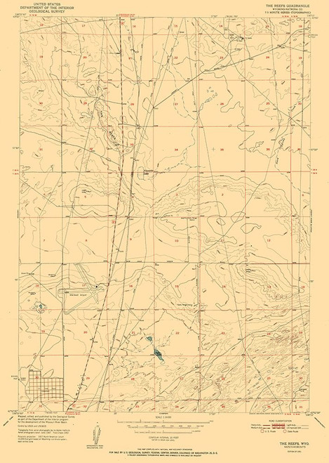 Reefs Wyoming Quad - USGS 1951 Poster Print by USGS USGS # WYRE0001