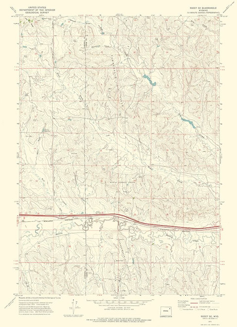 Rozet Wyoming Quad - USGS 1971 Poster Print by USGS USGS # WYRO0002