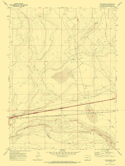 Red Desert Wyoming Quad - USGS 1970 Poster Print by USGS USGS # WYRD0001