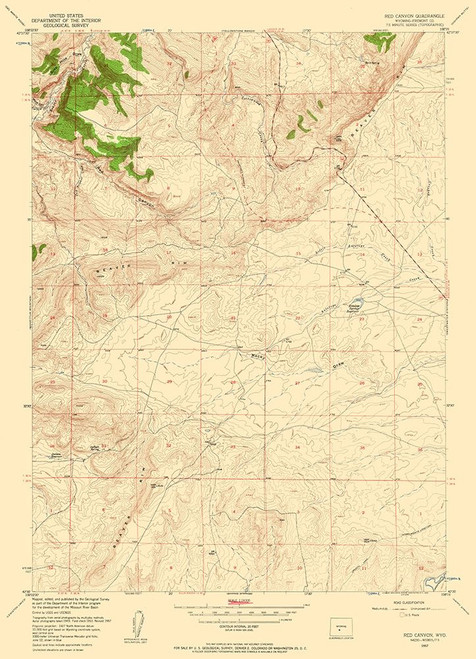 Red Canyon Wyoming Quad - USGS 1957 Poster Print by USGS USGS # WYRC0001
