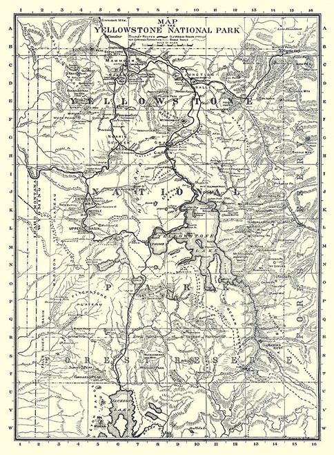 Yellowstone National Park, Wyoming - Brown 1895 Poster Print by Brown Brown # WYYE0008