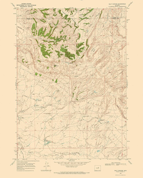 Salt Canyon Wyoming Quad - USGS 1968 Poster Print by USGS USGS # WYSC0001