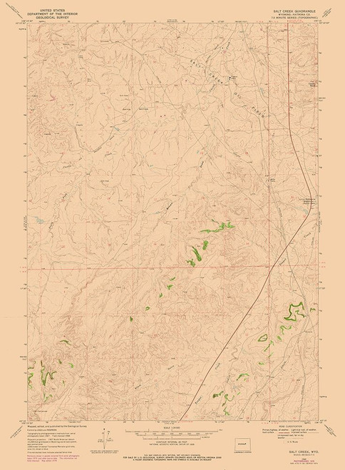Salt Creek Wyoming Quad - USGS 1968 Poster Print by USGS USGS # WYSC0002