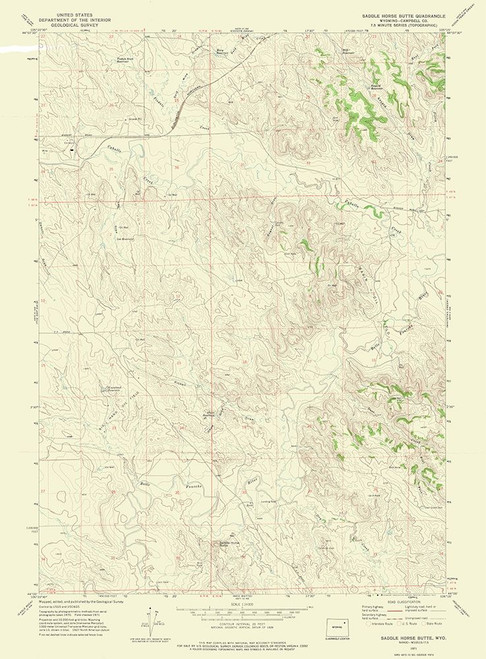 Saddle Horse Butte Wyoming Quad - USGS 1971 Poster Print by USGS USGS # WYSH0001