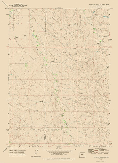 South East Whitetail Creek Wyoming Quad - USGS Poster Print by USGS USGS # WYWC0003