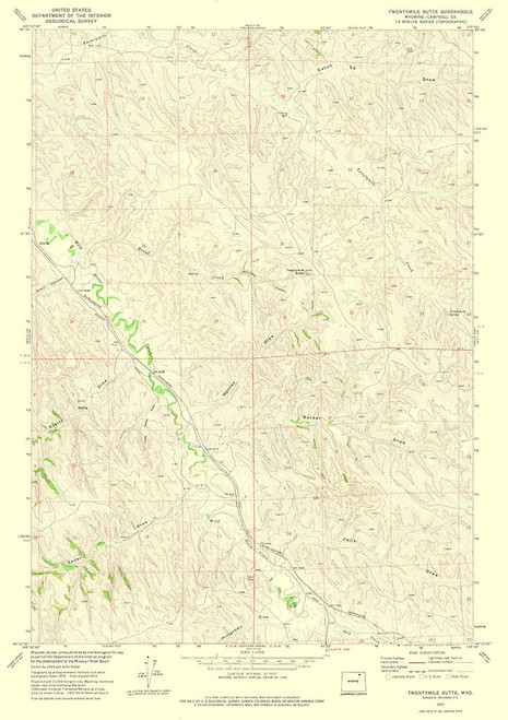 Twentymile Butte Wyoming Quad - USGS 1972 Poster Print by USGS USGS # WYTB0001
