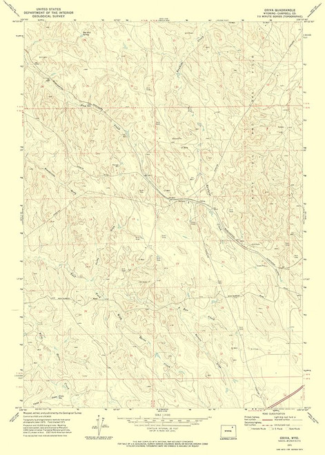 Oriva Wyoming Quad - USGS 1971 Poster Print by USGS USGS # WYOR0004