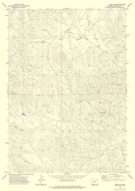 North West Oriva Wyoming Quad - USGS 1971 Poster Print by USGS USGS # WYOR0003