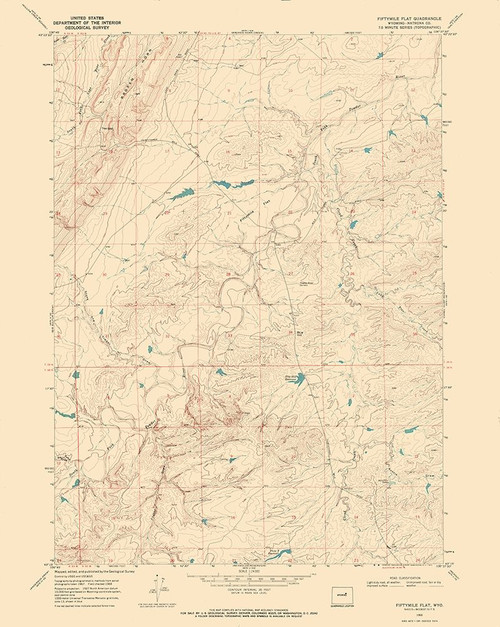 Fiftymile Flat Wyoming Quad - USGS 1968 Poster Print by USGS USGS # WYFF0002