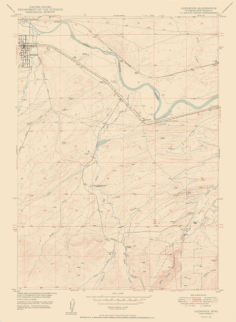 Glenrock Wyoming Quad - USGS 1950 Poster Print by USGS USGS # WYGL0002