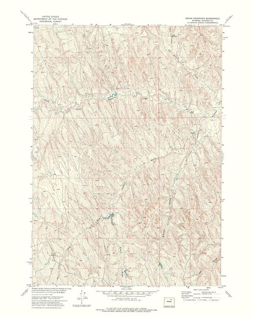 Coyer Reservoir Wyoming Quad - USGS 1972 Poster Print by USGS USGS # WYCR0003