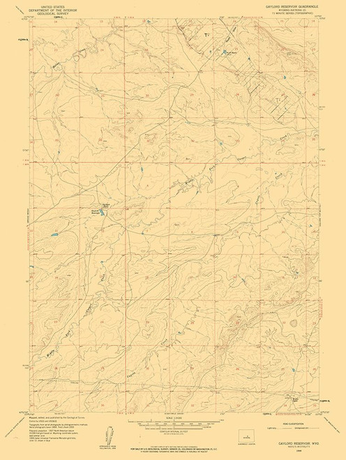 Gaylord Reservoir Wyoming Quad - USGS 1959 Poster Print by USGS USGS # WYGR0002