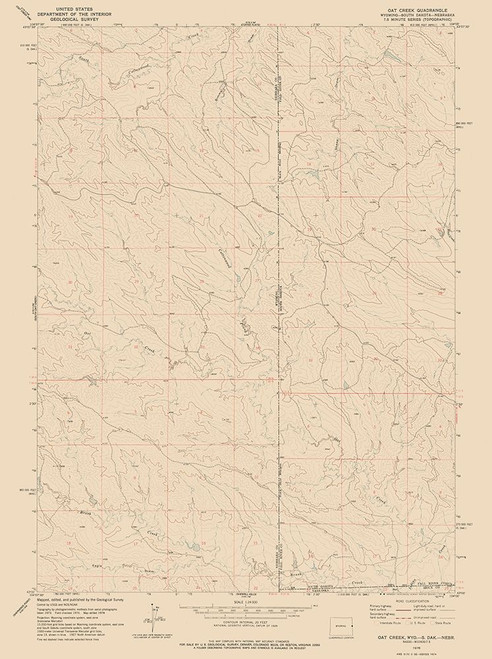 Oak Creek Wyoming Quad - USGS 1978 Poster Print by USGS USGS # WYOC0001