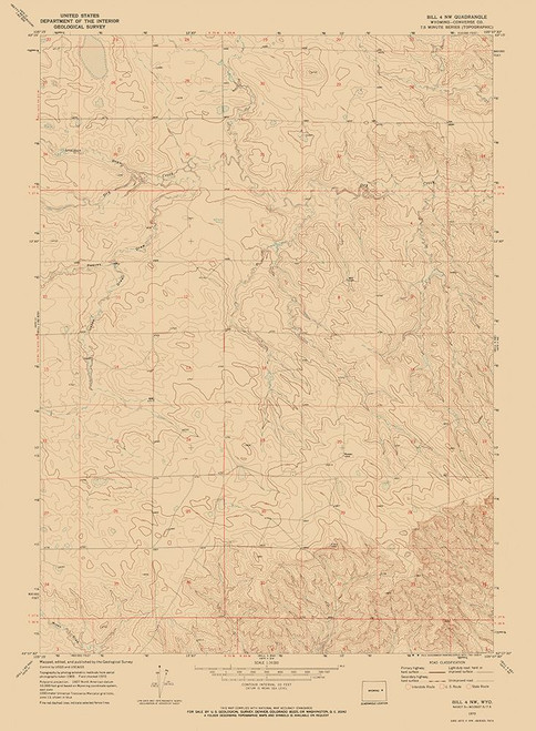 North West Bill Wyoming Quad - USGS 1970 Poster Print by USGS USGS # WYBI0002