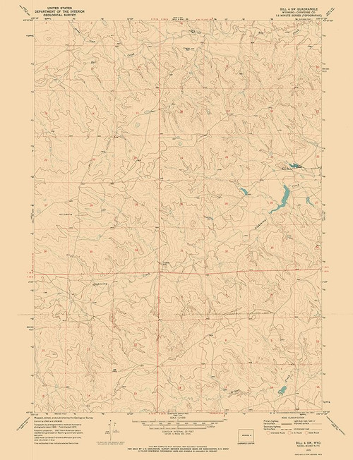 Bill 4 Converse County Wyoming Quad - USGS 1970 Poster Print by USGS USGS # WYBI0001