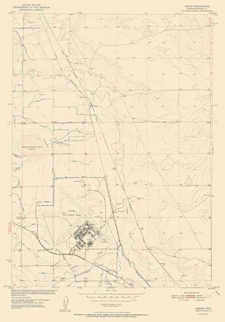 Bishop Wyoming Quad - USGS 1952 Poster Print by USGS USGS # WYBI0004