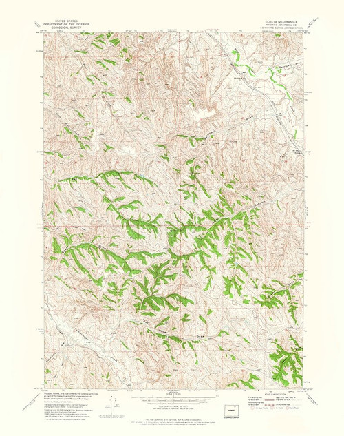 Echeta Wyoming Quad - USGS 1972 Poster Print by USGS USGS # WYEC0001