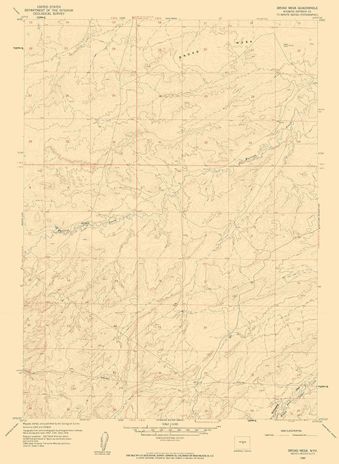 Broad Mesa Wyoming Quad - USGS 1959 Poster Print by USGS USGS # WYBM0002
