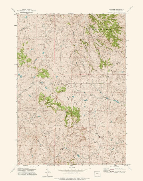 North West Adon Wyoming Quad - USGS 1972 Poster Print by USGS USGS # WYAD0002