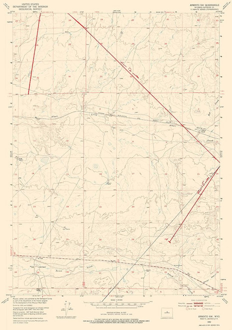 North West Arminto Wyoming Quad - USGS 1952 Poster Print by USGS USGS # WYAR0001