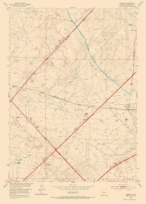 Arminto Wyoming Quad - USGS 1952 Poster Print by USGS USGS # WYAR0002