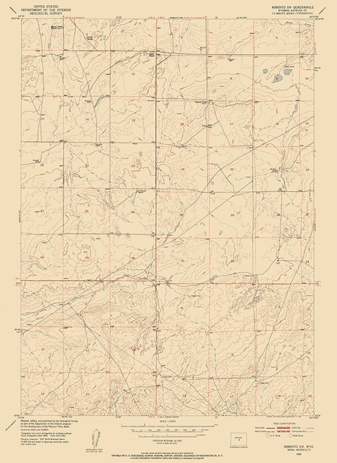 Arminto Wyoming Quad - USGS 1952 Poster Print by USGS USGS # WYAR0004
