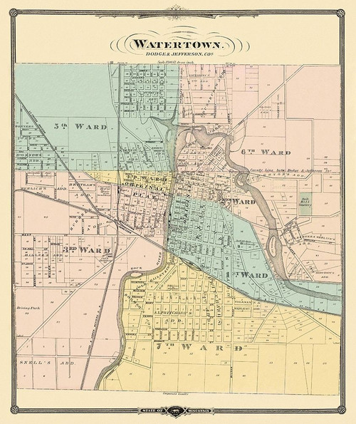 Watertown Wisconsin - Snyder 1878 Poster Print by Snyder Snyder # WIWA0004