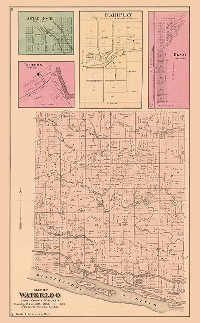 Waterloo  Wisconsin - Foote 1877 Poster Print by Foote Foote # WIWA0006