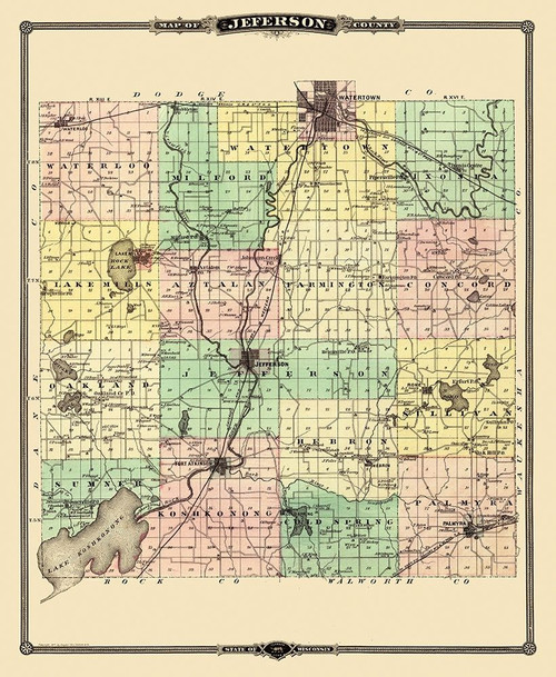 Jefferson Wisconsin Landowner - Snyder 1878 Poster Print by Snyder Snyder # WIJE0001