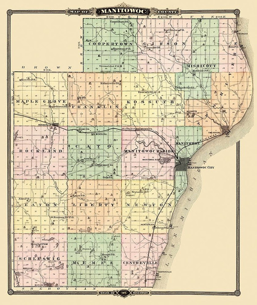Manitowoc Wisconsin - Snyder 1878 Poster Print by Snyder Snyder # WIMA0002
