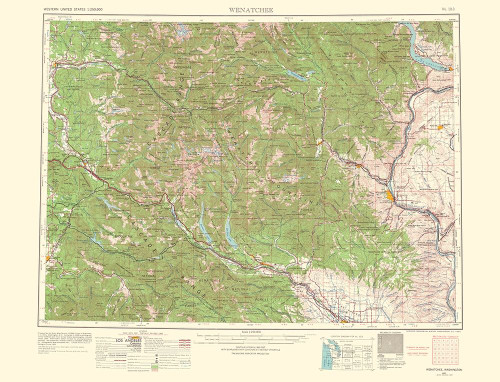 Wenatchee Washington Quad - USGS 1957 Poster Print by USGS USGS # WAWE0001