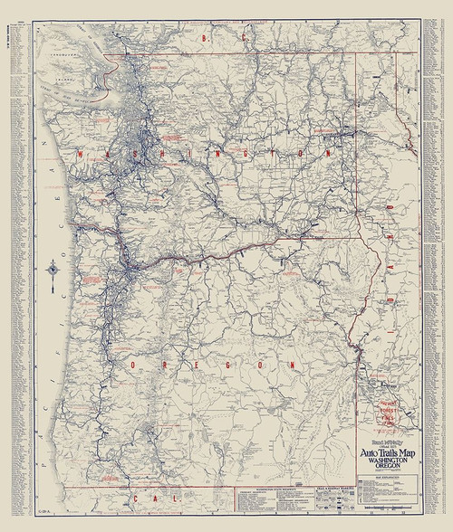 Washington, Oregon - Rand McNally 1925 Poster Print by Rand McNally Rand McNally # WAZZ0022