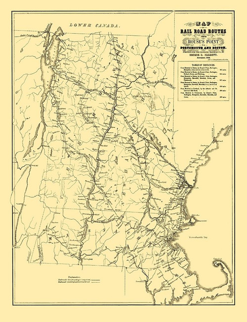 Portsmouth and Boston Railroad Routes 1848 Poster Print by Parrott Parrott # VTZZ0026