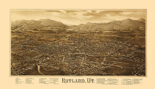 Rutland Vermont - Burleigh 1885 Poster Print by Burleigh Burleigh # VTRU0003