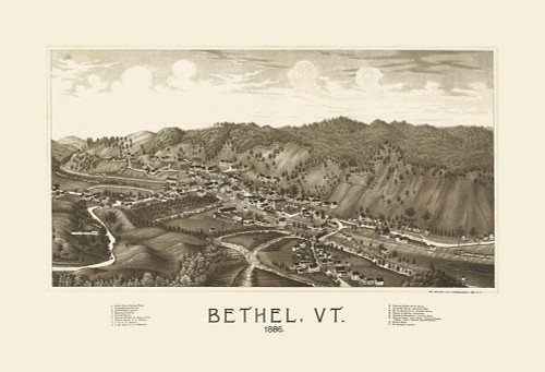 Bethel Vermont - Burleigh 1886 Poster Print by Burleigh Burleigh # VTBE0005