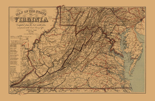 Virginia, West Virginia - Krebs 1864 Poster Print by Krebs Krebs # VAZZ0007
