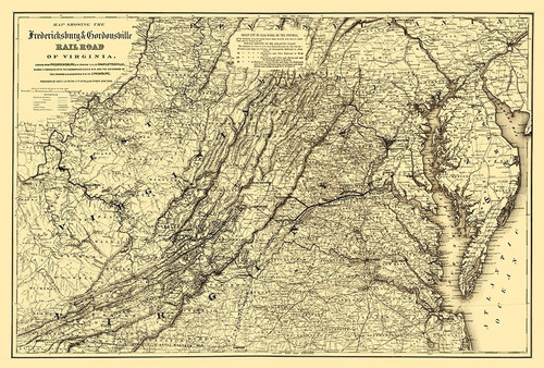 Fredericksburg and Gordonsville Virginia 1869 Poster Print by Colton Colton # VAZZ0014