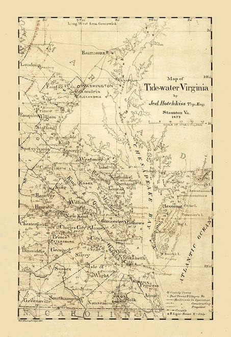 Virginia Tidewaters - Hotchkiss 1873 Poster Print by Hotchkiss Hotchkiss # VATI0001