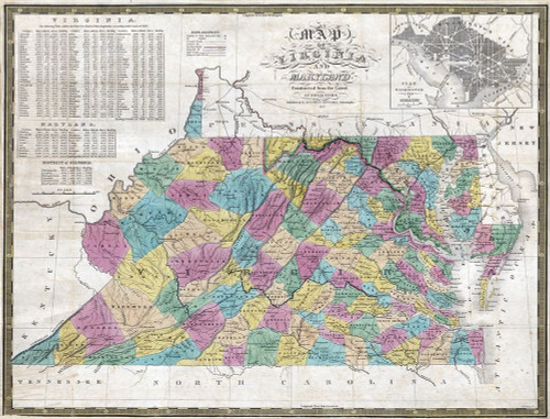 Virginia Maryland - Mitchell 1832 Poster Print by Mitchell Mitchell # VAVI0006