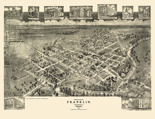 Franklin Virginia - Fowler 1907 Poster Print by Fowler Fowler # VAFR0010
