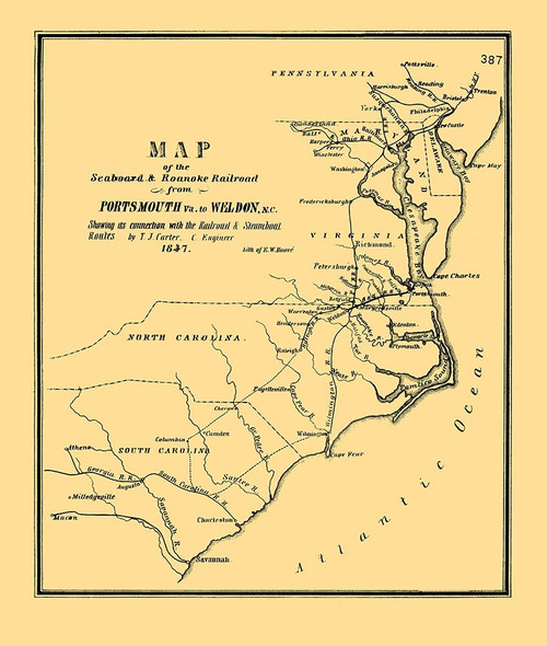 Seaboard and Roanoke Railroad - Bouve 1847 Poster Print by Bouve Bouve # VASE0001