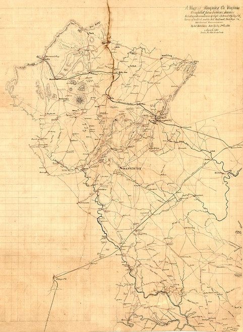 Fauquier County Virginia - Hotchkiss 1863 Poster Print by Hotchkiss Hotchkiss # VAFA0004