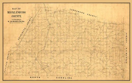 Macklenburg County Virginia -  Hotchkiss 1860 Poster Print by Hotchkiss Hotchkiss # VAMA0005