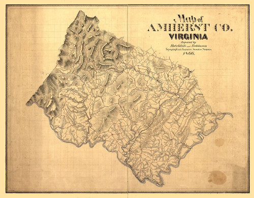 Amherst County Virginia - Hotchkiss 1866 Poster Print by Hotchkiss Hotchkiss # VAAM0002