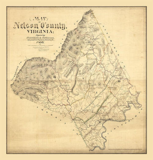 Nelson County Virginia - Hotchkiss 1866 Poster Print by Hotchkiss Hotchkiss # VANE0001