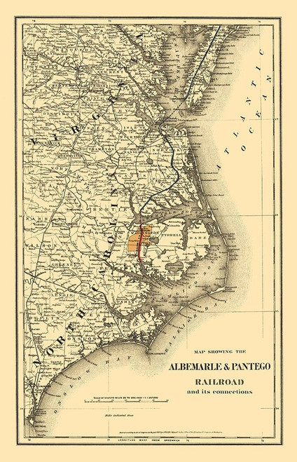 Albemarle and Pantego Railroad Connections 1887 Poster Print by Colton Colton # VAAL0001